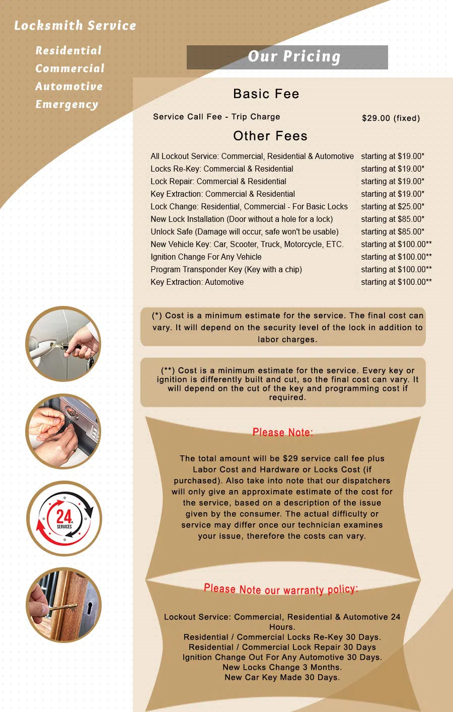 Denver Affordable Locksmith, Denver, CO 303-357-8314 - price-list